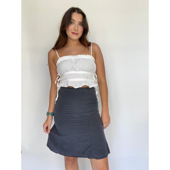 Talbots Dresses & Skirts - Talbots Silk Navy Polka Dot Mini Skirt | Size 28